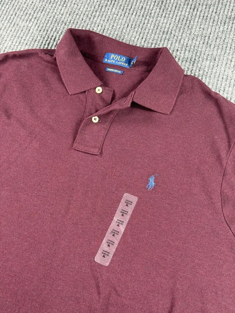 NWOT Polo Ralph Lauren Custom Slim Fit Polo Men XL Maroon Mesh Short Sleeve